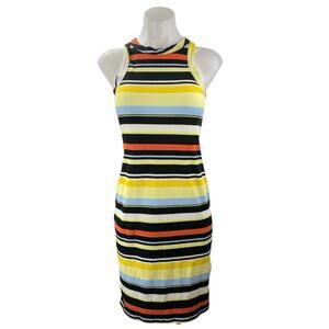 No Boundaries Multicolor Striped Sleeveless Rib Knit Mini Sweater Tank Dress S